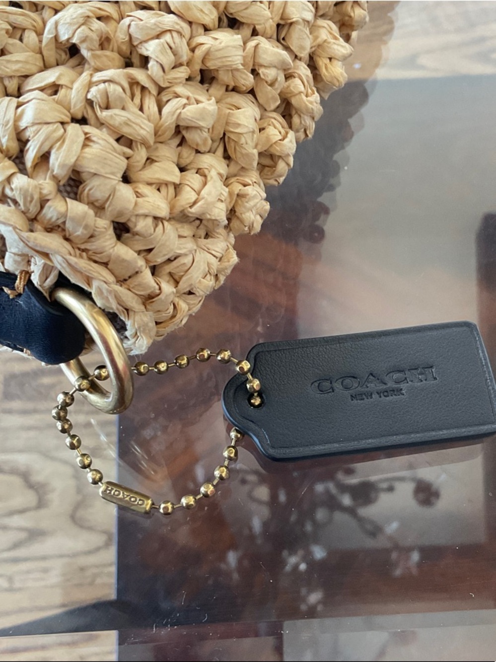 Coach soft Tabby 2022 summer straw raffia crochet purse leather straps like new - Picture 8 of 16